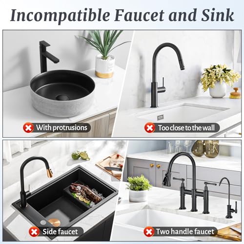 17.7 Inch Faucet Mat for Kitchen Sink Splash Guard (Black / 17.7" x 5.5")