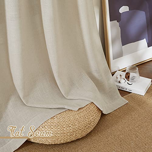 Cream Beige Linen Curtains & Drapes 84 inches Long (52"W x 84"L (Pack of 2) / Linen Cream)