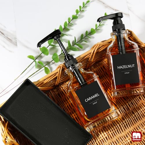 Coffee Syrup Dispenser with Tray (2 Pack+Tray)