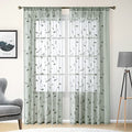Sage Green Sheer Curtains Leaf Embroidered (52"W x 96"L (Pack of 2) / 1-sage Green)