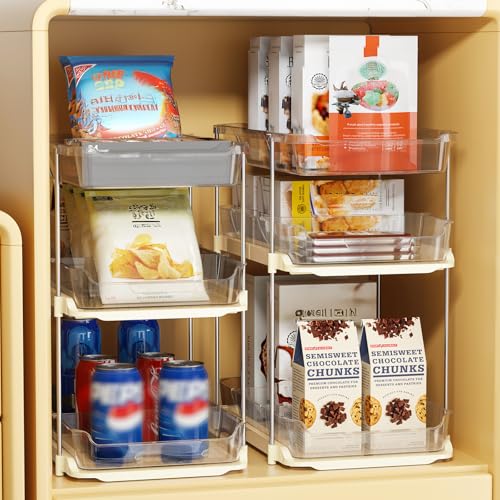 2 Pack 3 Tier Bathroom Under Sink Organizers and Storage (Beige / 2 Pack 3-Tier)