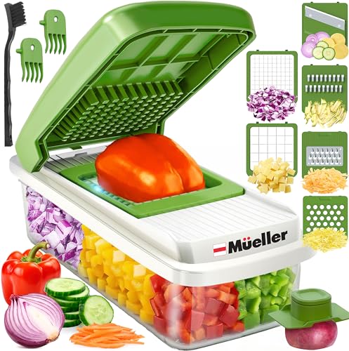 Mueller Vegetable Chopper (White Sand/Green / 6 blades)