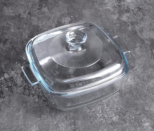 Clear Square Glass Casserole With Lid (0.8-Quart Square)