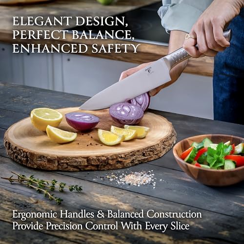 Small 6 Pcs Kitchen Knife Set with Block (6 Pcs / Stainless Steel)