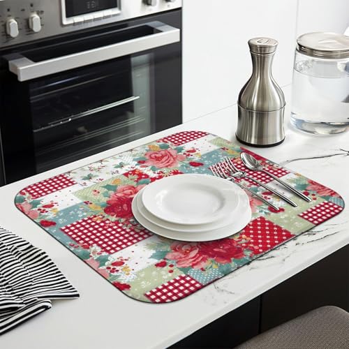 Dish Drying Mat Drainer Pads (Red / 18"x24")