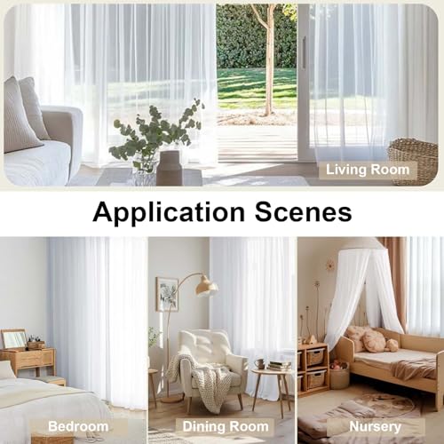 Sheer White Curtains 144 inch Extra Long (White / 42"W x 144"L (Pack of 2))