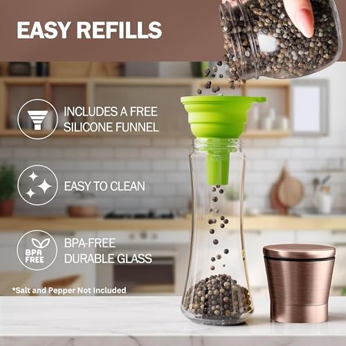 Original Copper Salt and Pepper Grinder Set of 2 (Copper Top/Clear Glass / 2pk)