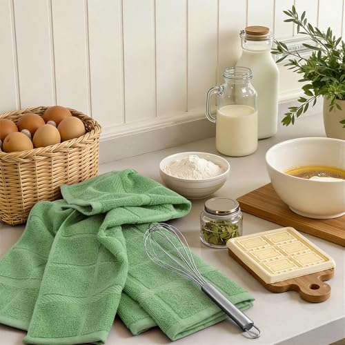 100% Cotton Kitchen Towels 18"x28" (Grass Green / 18 x 28 - 6 Pack)