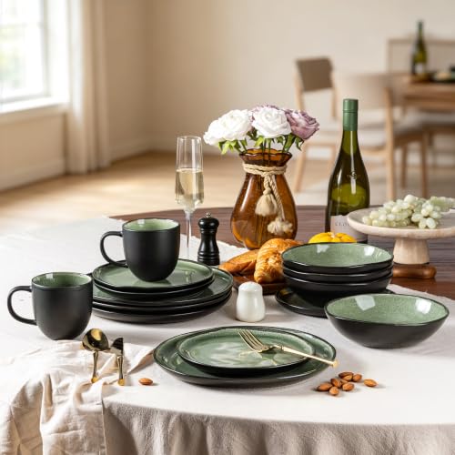 Ceramic Dinnerware Sets for 4 (Matte Jade Green / Service for 4)