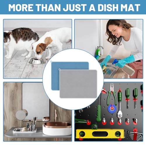 2 Pcs Dish Drying Mats for Kitchen Counter (30 x 24 Inch)