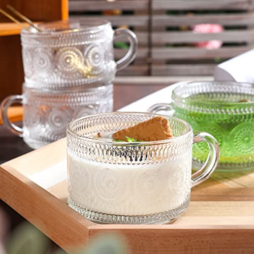 Vintage Glass Coffee Mugs Set of 4 (Sunflower*4)