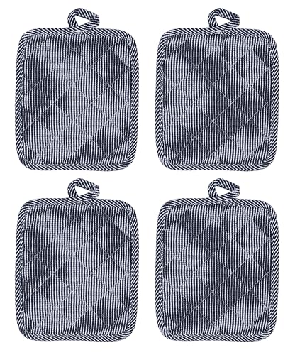 8 Pack Heat Resistant Pot Holders & Hot Pads (Navy / 4 Pack)