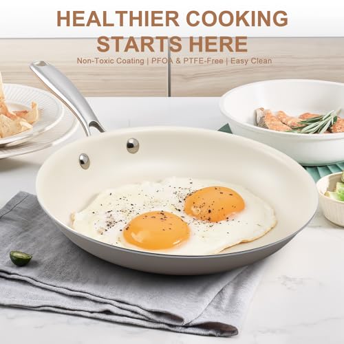 11 Inch Ceramic Nonstick Frying Pan with lid Skillet (11 inch with lid)