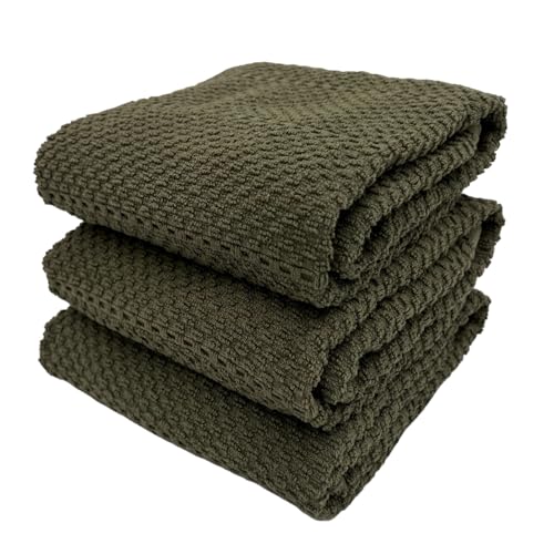 Olive Green Kitchen Hand Dish Towels (Olive Textured)