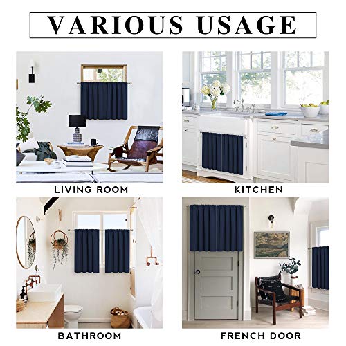 Short Blackout Curtains for Bedroom (Navy Blue / 34"W x 48"L (Pack of 2))