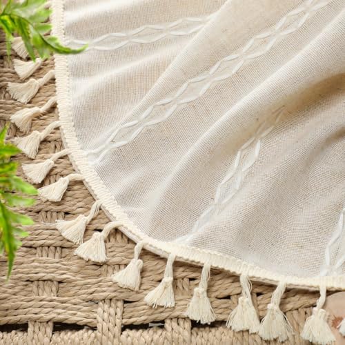 Boho 100% Blackout Curtains 72 Inch 2 Panels Linen Blend Beige (Beige / 52"W x 72"L (Pack of 2))