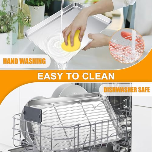 10x8 Inch Small Stainless Steel Baking Sheet with Wire Cooling Rack (10.4x8.1x1)