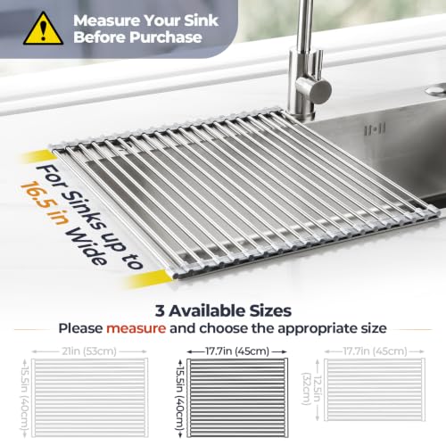 Roll Up Dish Drying Rack Over Sink (Marble / 17.7 x 15.5 in)