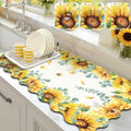Scalloped Floral Dish Drying Mat (Sunflower / 17" x 32")