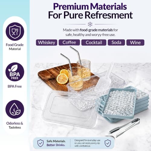 0.55in Pebble Ice Tray (Blue (104 Grid, 0.55in) / 4 Pack Set)