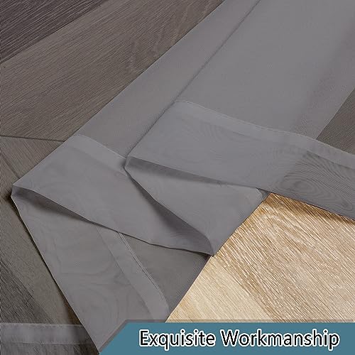 Charcoal Grey Sheer Curtains 14 Inch Length 2 Panels Set (Charcoal Grey / 40"W x 14"L (Pack of 2))