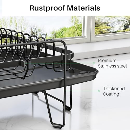 Large Dish Drying Rack for Kitchen Counter (Black)
