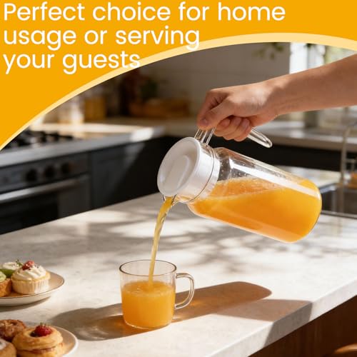 4 Pcs Acrylic Water Pitcher with Lid (37 oz / round)