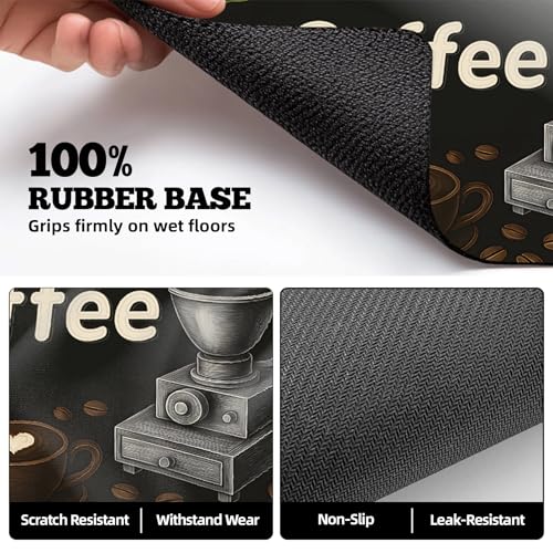 Dish Drying Mat Large Coffee Mat Absorbent Drying Mat for Kitchen Counter Coffee Bar Accessories 32"x 17" (Coffee Grinder)