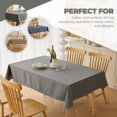 Faux Linen Waterproof Tablecloth (Dark Grey / 144" x 60" (Rectangular))
