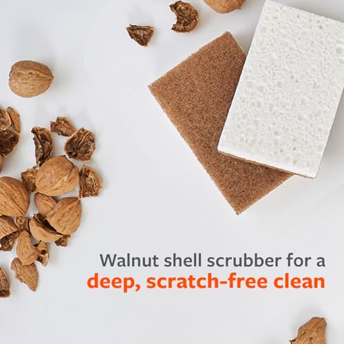 Walnut and Cellulose Scrubber Sponges (Walnut Sponge 6pk)