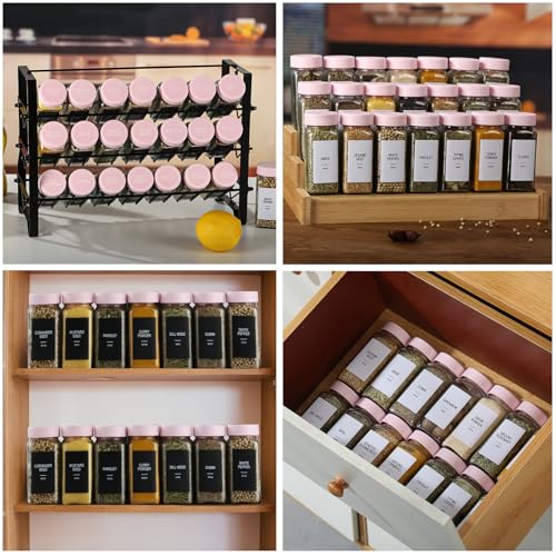 48 Glass Spice Jars with Labels