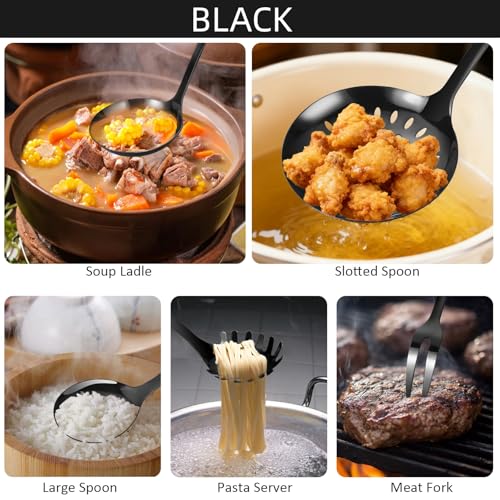 304 Stainless Steel Cooking Utensils Set (Black)