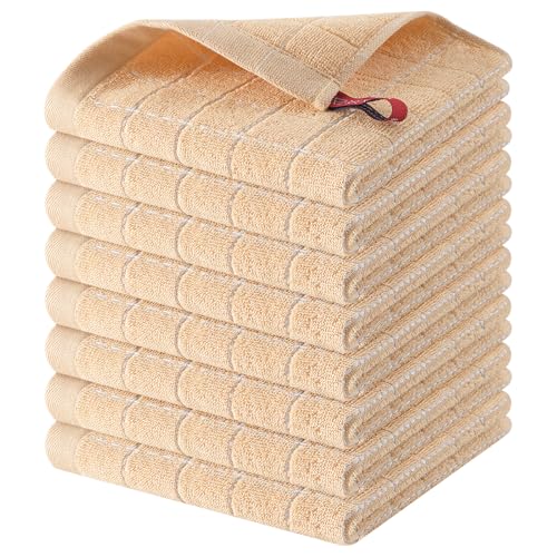 100% Cotton Terry Kitchen Dish Cloths (Apricot / 12 X 12 - 8 Pack)