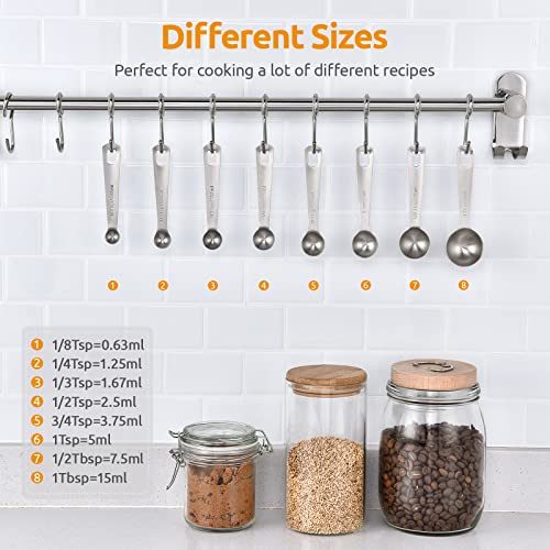 18 8 Stainless Steel Measuring Spoons Set of 8 (4.9in)