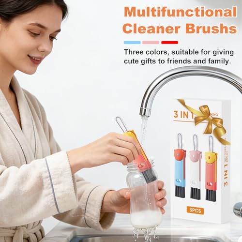 3 in 1 Cup Lid Cleaning Brush (Pink Blue Red)