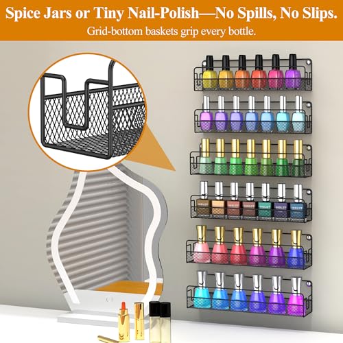 Wall Mounted Spice Rack Organizer (6 Tier)