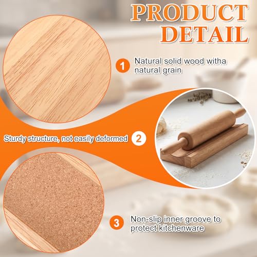 4 Pcs Wood Rolling Pin Holder Rolling Pin Stand Pizza Roller Holder Kitchen Display Rack For Dough Pastry Fondant Kitchen Storage
