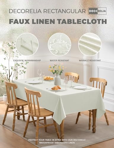 Waterproof Linen Table Cloth for 8ft Rectangle Table (Light Grey / 120" x 60" (Rectangular))