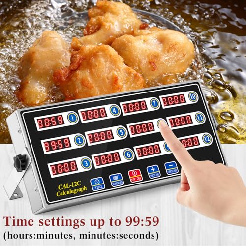 1 Pack Commercial Digital Kitchen Timer for Cooking (12 Channel)