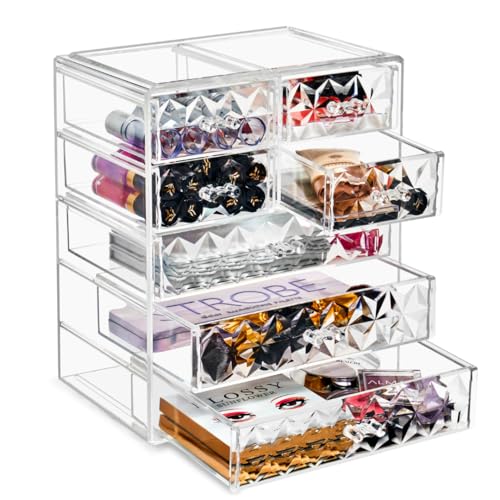 7 Drawer Makeup Organizer with Small & Wide Drawers (Diamond / 3 Large, 4 Small Drawers)