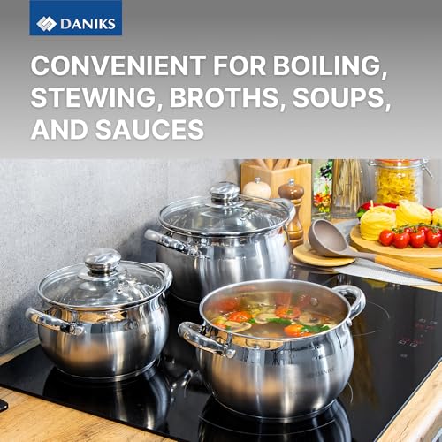 Classic 6 Piece Stainless Steel Cookware Set with Glass Lids (6-pcs Set)