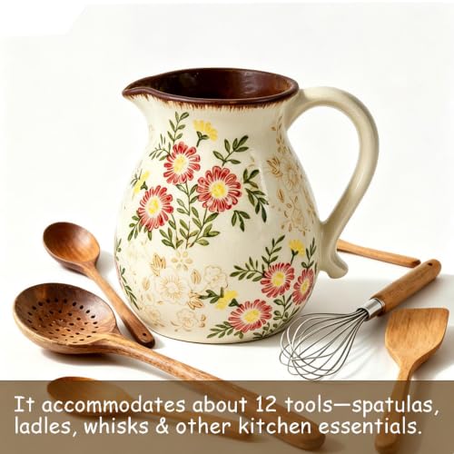 Farmhouse Ceramic Utensil Holder (daisy)