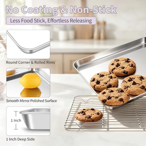 Stainless Steel Toaster Oven Pan with Rack Set (10.5'' x 8'' x 1'')