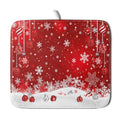 Xmas Balls Dish Drying Mat for Kitchen Countertop Winter Red White Snowflakes Dish Drainer Mats 16x18inch Reversible Dish Drying Rack Pad Protector for Dining Holiday New Year Decor (18" x 16")