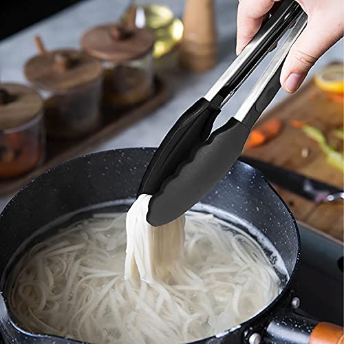 Mini Tongs with Silicone Tips 7 (7-Inch / Black)