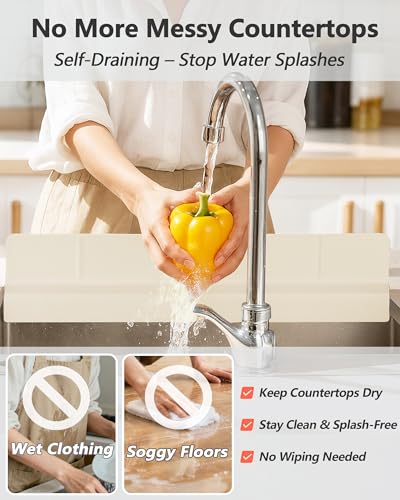 Kitchen Sink Splash Guard 30" 18" 23" Self (Cream / 30" x 3.5")
