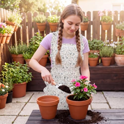 Cute Aprons for Women with Pockets (Green/Floral)