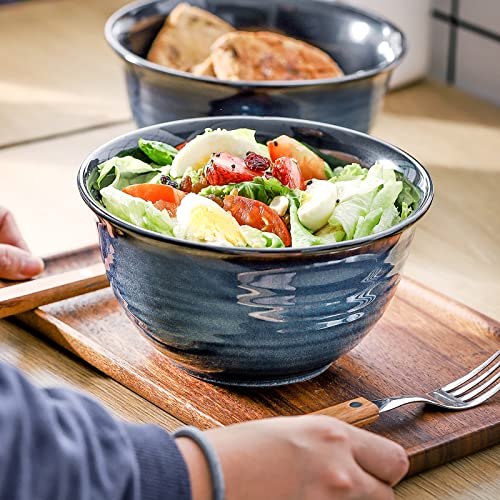 Ceramic Soup Bowls Set of 4 (Blue / 40 oz)