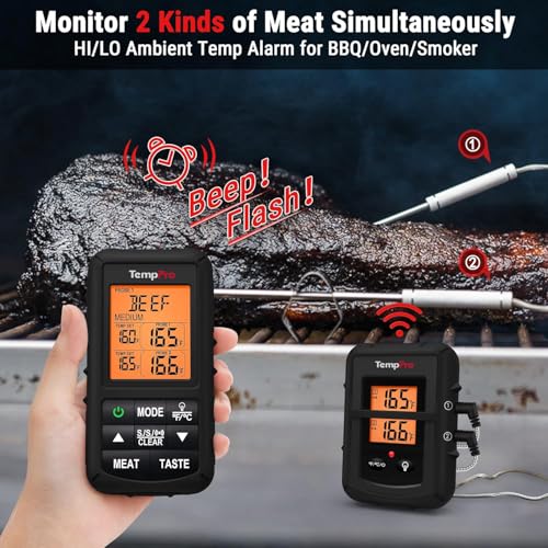 TempSync 500FT Wireless Meat Thermometer for Grilling and Smoking (Pitch-black)