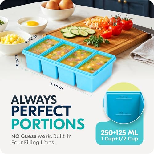 1 cup Silicone Freezer Trays with Lids (Blue)